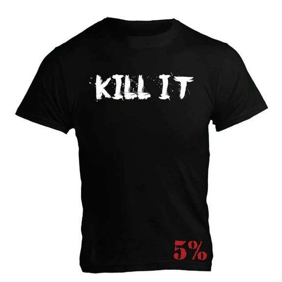 5% Nutrition Rich Piana Kill It Muscle T Shirt, Black Cotton Short Sleeve Workout Gym Shirt for Men