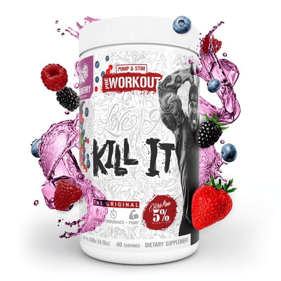 5% Nutrition Rich Piana Kill It Pre-Workout Powder Supplement with Creatine & Caffeine for Pump, 40 Servings (Wildberry)