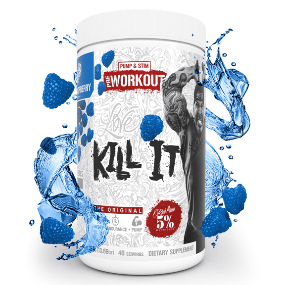 5% Nutrition Rich Piana Kill It Pre-Workout Powder Supplement with Creatine & Caffeine for Pump, 40 Servings (Blue Raspberry)