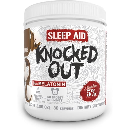 5% Nutrition Rich Piana Knocked Out Natural Sleep Supplement | Post-Workout Recovery & Deep Sleep Supplement | 7.2 oz, 30 Servings (Hot Chocolate)