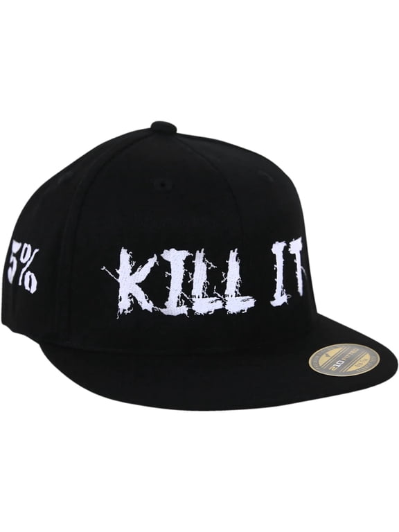 Rich Piana Love It Kill It Black Trucker Hat, Baseball Hat - Fitted Flexfit Flat Bill Cap for Men and Women, Embroidered White 5 Percent Logo