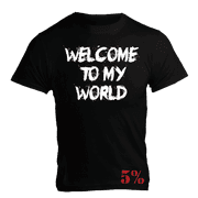 5% Nutrition Rich Piana Mens Black Muscle T-Shirt, Welcome To My World Short Sleeve Workout Gym Tee