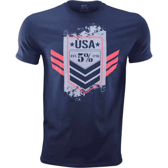 5% Nutrition Rich Piana Men's Muscle T-Shirt, USA Flag Navy Blue Short Sleeve Bodybuilding Gym Shirt