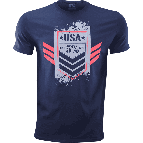 5% Nutrition Rich Piana Men's Muscle T-Shirt, USA Flag Navy Blue Short Sleeve Bodybuilding Gym Shirt