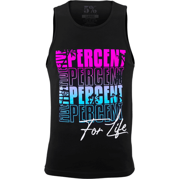 5% Nutrition Rich Piana Mens Black Tank Top, FivePercenter ForLife Sleeveless Bodybuilding Gym Shirt