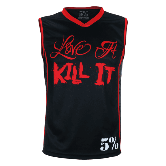 5% Nutrition Rich Piana Mens Muscle Shirt, Love It Kill It Sleeveless Red Black Basketball Jersey Tee