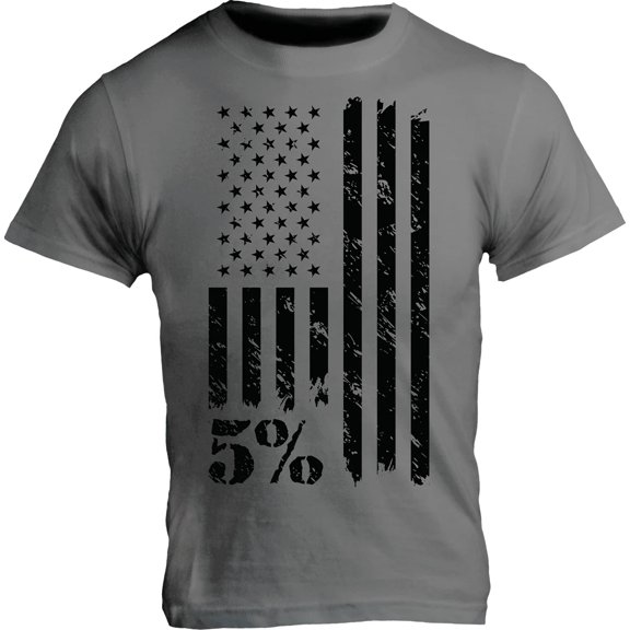 5% Nutrition Rich Piana Muscle T-Shirt, Patriotic US Flag Gray Short Sleeve Cotton Gym Workout Shirt