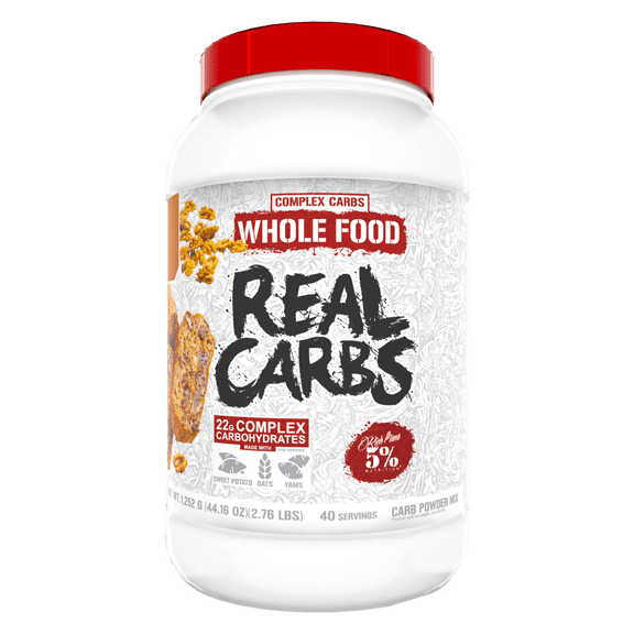 5% Nutrition Rich Piana Real Carbs + Protein | Clean Mass Gainer Protein Powder | Real Food Carbohydrate Fuel for Pre Workout/Post-Workout Recovery Meal | 2.87 lb, 20 Srvgs (Banana Nut Bread)