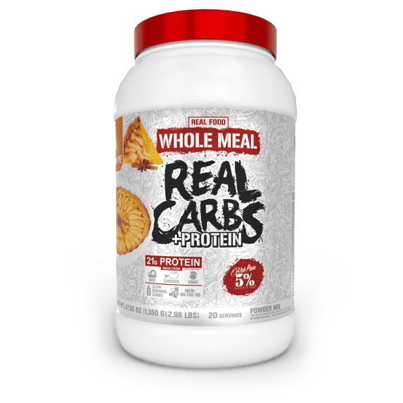 5% Nutrition Rich Piana Real Carbs + Protein | Clean Mass Gainer Protein Powder | Real Food Carbohydrate Fuel for Pre Workout/Post-Workout Recovery Meal | 2.9 lb, 20 Servings (Apple Cinnamon Pie)