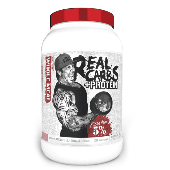 5% Nutrition Rich Piana Real Carbs Protein Supplement, Mass Gainer Powder for Pre-workout and Post-workout Recovery Meal 3.2lb, 20 servings (Chocolate)