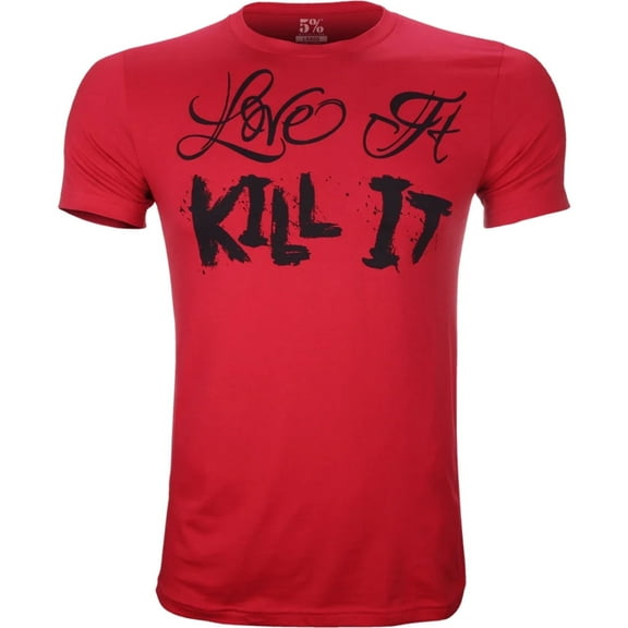 5% Nutrition Rich Piana Red Muscle T-Shirt, Love It Kill It Cotton Short Sleeve Mens Workout Gym Tee