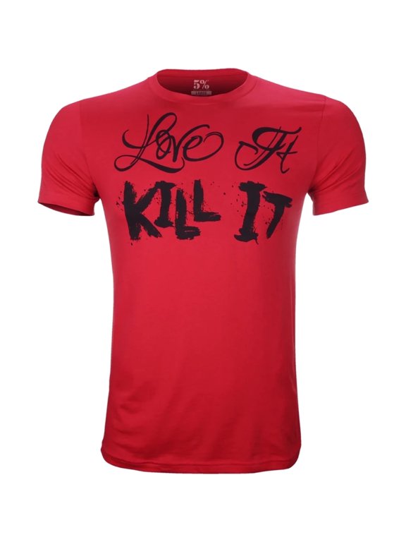 Rich Piana Red Muscle T-Shirt, Love It Kill It Cotton Short Sleeve Mens Workout Gym Tee