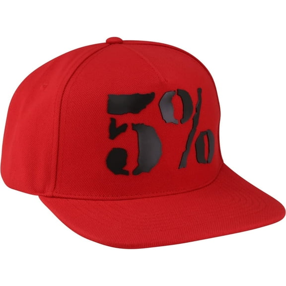 5% Nutrition Rich Piana Red Trucker Hat, Snapback Baseball Hat - Adjustable Flexfit Flat Bill Cap for Men and Women, Black Rubber 5 Percent Logo