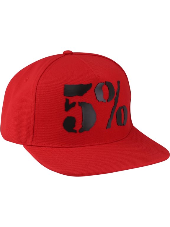 Rich Piana Red Trucker Hat, Snapback Baseball Hat - Adjustable Flexfit Flat Bill Cap for Men and Women, Black Rubber 5 Percent Logo
