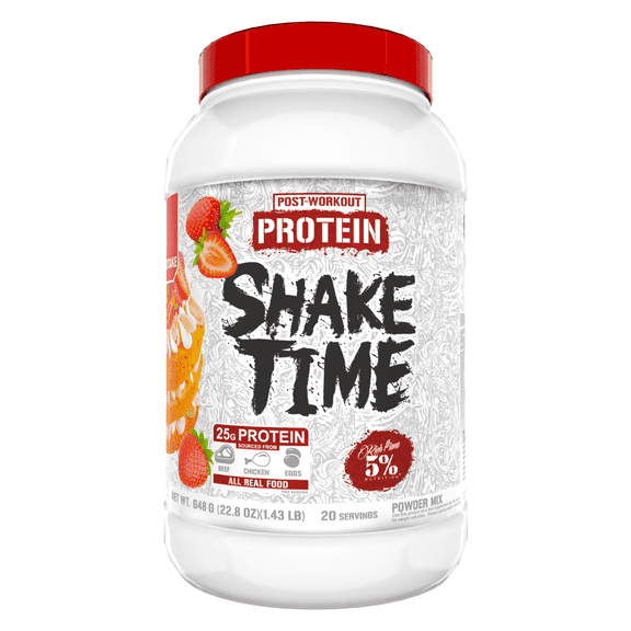 5% Nutrition Rich Piana Shake Time | 26g Animal-Based Protein Drink Supplement | Grass-Fed Beef, Chicken, Whole Egg | No Sugar & Soy (Strawberry Shortcake)