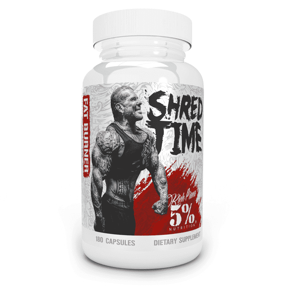 5% Nutrition Shred Time Supplement Green Tea, Coffee Bean, Cayenne, Theobromine, GBB ( 30 Servings )(180 Capsules)