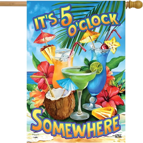 5 O''Clock Cocktails Summer House Flag 28 x 40