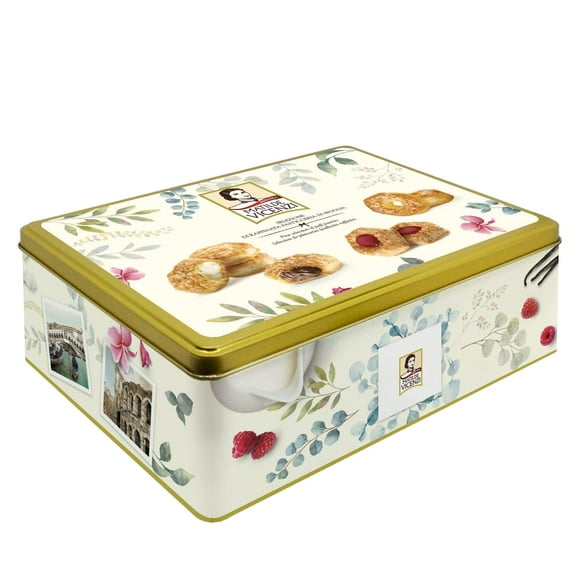 5 O'Clock Tea Time Cookie Assortment Gift Tin, Variety of Butter Flaky Pastries, Chocolate & Vanilla Creme Filled Gourmet Cookies, Bakery Snacks Made in Italy, 375g