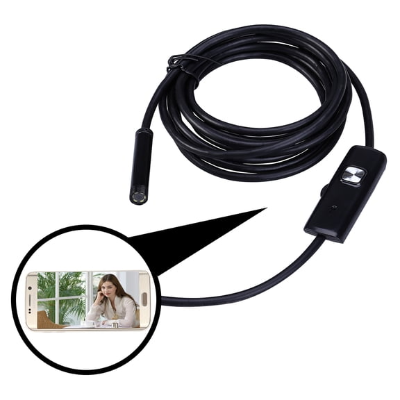 OUNONA 5M 5.5mm 6 LED IP67 Waterproof Inspection Camera for Phones Black