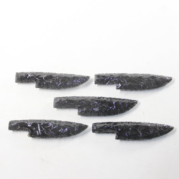 5 Obsidian Ornamental Knife Blades #7830 Mountain Man Knife