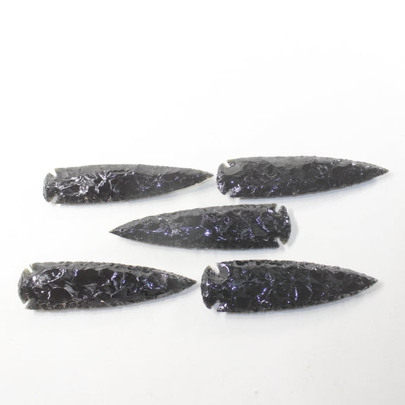 5 Obsidian Ornamental Spearheads #3235 Arrowhead