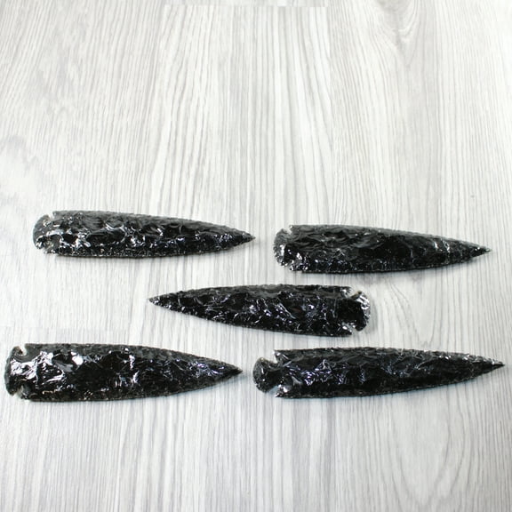 5 Obsidian Ornamental Spearheads #604-2 Arrowhead