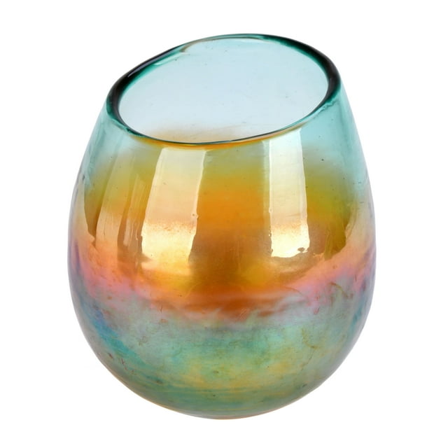 5" Oil Green Round Glass Vase