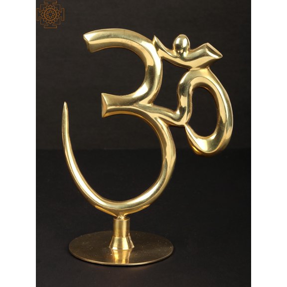5" Om (AUM) with Stand In Brass | Handmade | Made In India