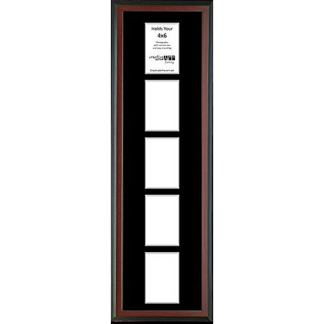 5 Opening Vertical Mahogany Frame With Black Mat To Hold 4x6