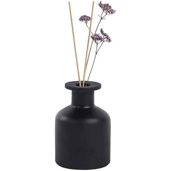 5 Ounce Empty Glass Diffuser Bottles, Cylindrical Glass Essential Oils Diffuser Bottles, Aromatherapy Jar, Matt Black$$Home Decor, Kitchen, & Other