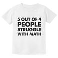 thumbnail image 1 of "5 Out of 4 People Struggle With Math" - Fun Math-Themed Youth T-Shirt -School Novelty Outfit - Humorous Gift for Kids - Student Apparel - Ideal Educational Themed Gift - Large White, 1 of 5