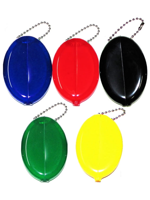 5 Oval Squeeze Purses | Holds Coins - Keys - Small Items | For Men & Women Made in USA