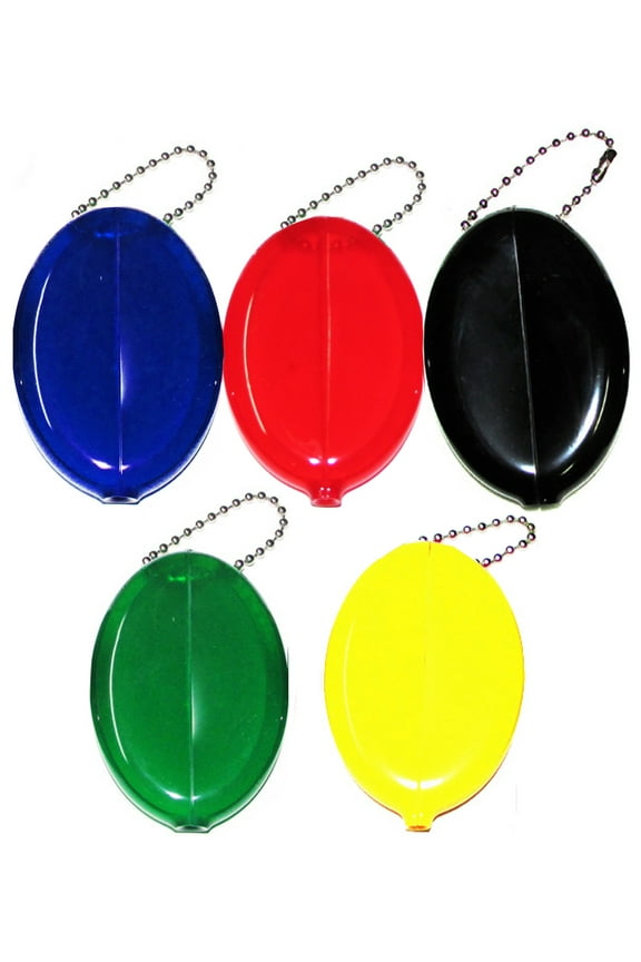 5 Oval Squeeze Purses | Holds Coins - Keys - Small Items | For Men & Women Made in USA