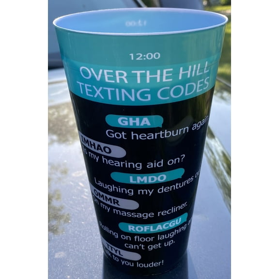 5 Over The Hill Texting Codes Plastic Cups, Novelty, 16 oz, Kalan