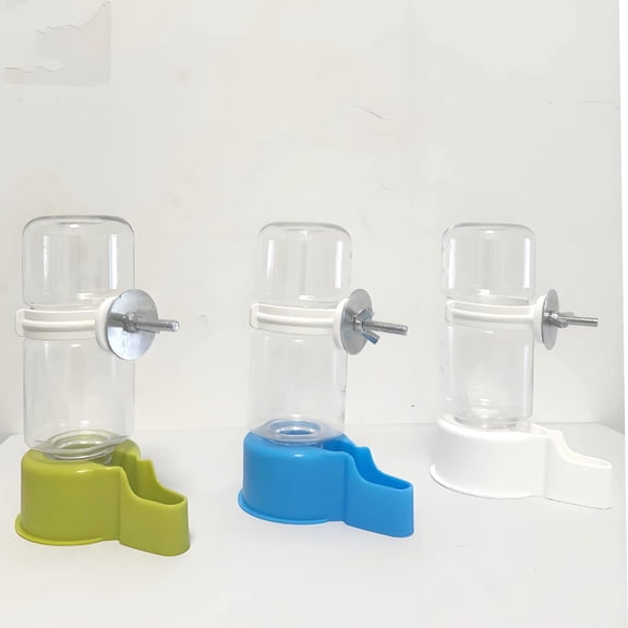 5 Oz Automatic Feeder for Bird Drinking Pots Transparent PP Material Dispenser with Clamping Ring for Cages, Green