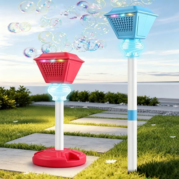 5 Oz Automatic Garden Street Light Bubble Lamp with Sound and Light High Volume Rechargeable Blower for Festival Camping Parties, Red