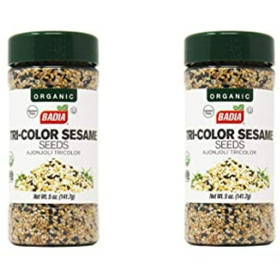 5 Oz Bottle-Organic Tricolor Sesame Seeds Black White Toasted/Ajonjoli Organico, 2-Pack