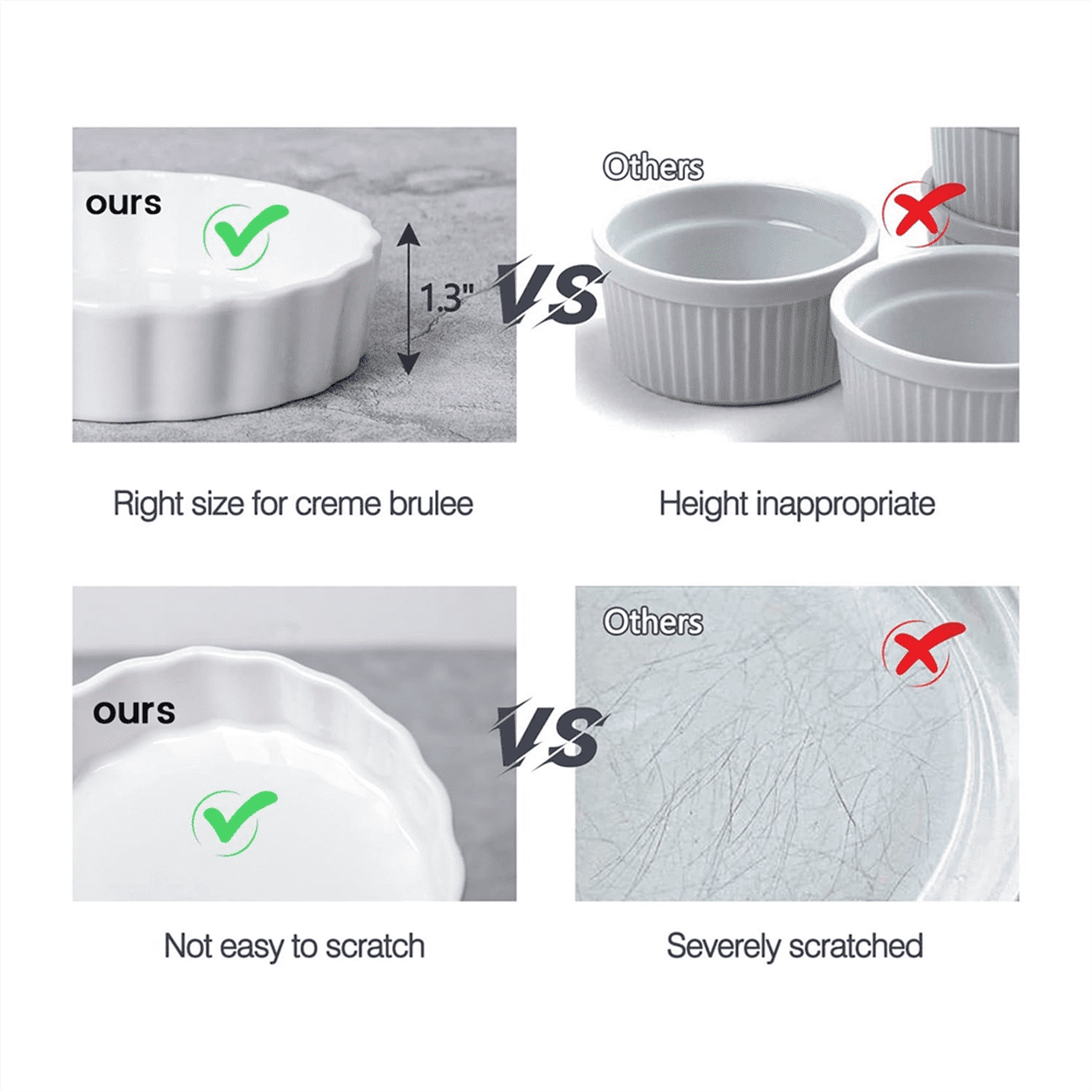 5 Oz Creme Brulee Ramekins, Round Fluted Quiche Dishes Tart Pan, Oven