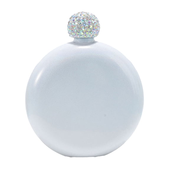 5 Oz Hip Flask Stainless Steel Round Rhinestone Cap Whiskey Flask Wine Bottle