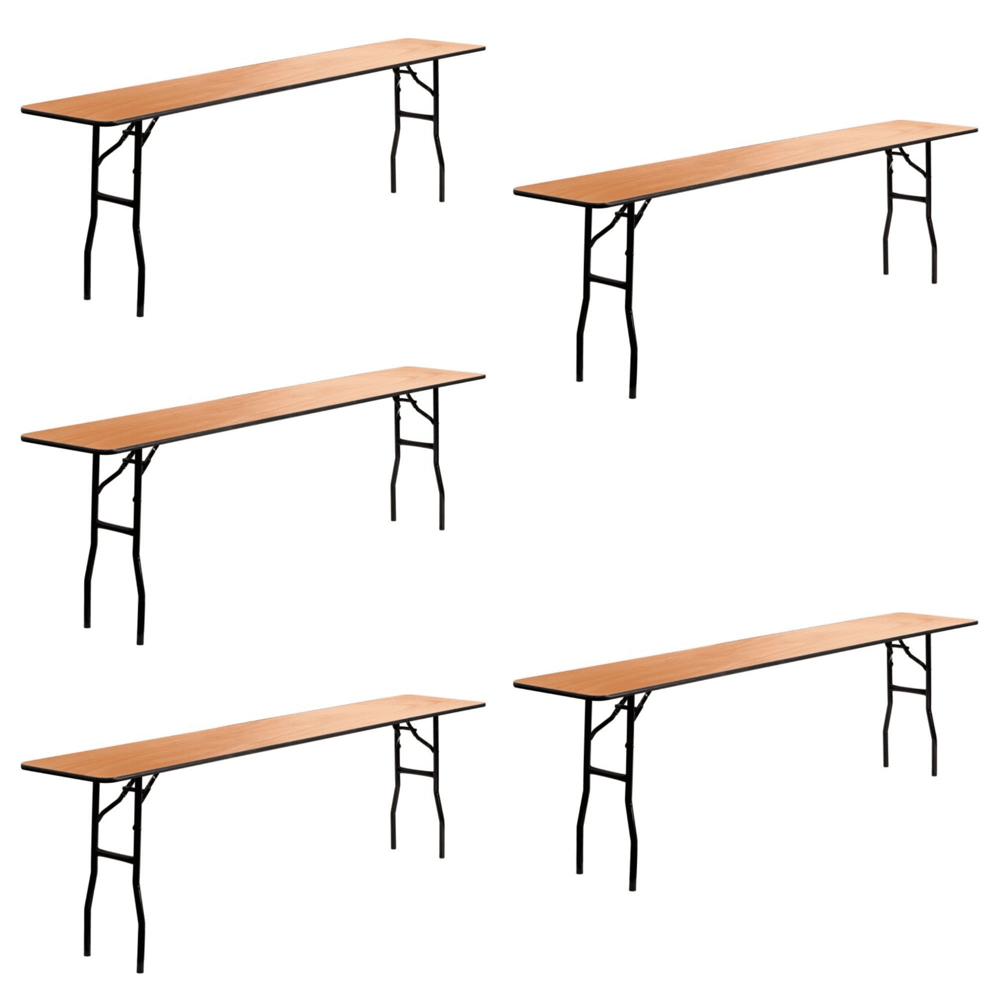 (5 PACK) 18'' X 96'' Rectangular Wood Folding Training, Seminar Table ...