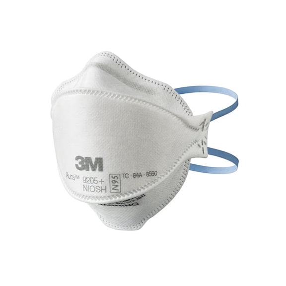 5 PACK 3M Aura Particulate N95 Respirator 9205+, Flat Fold Lightweight Design, Non-Valved, 5 PACK