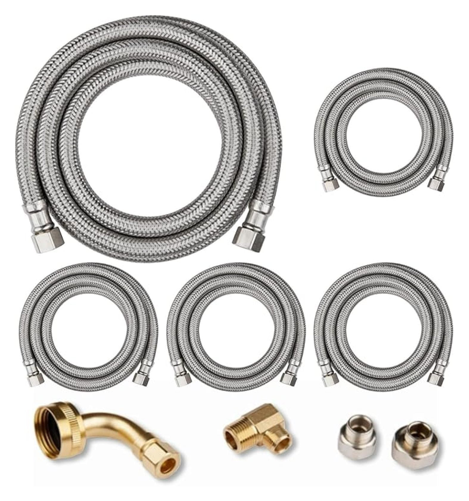 5-PACK 6 FT Stainless Steel Dishwasher Hose Supply Line with Compression Connection, Dishwasher Installation Kit
