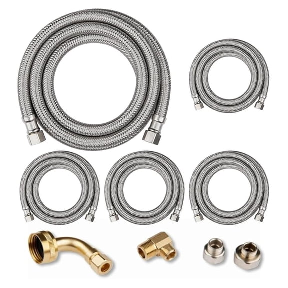 5-PACK 6 FT Stainless Steel Dishwasher Hose Supply Line with Compression Connection, Dishwasher Installation Kit