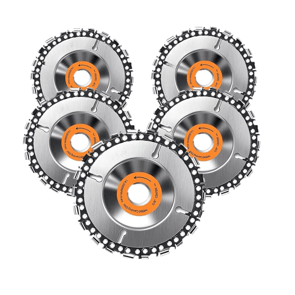 5-PACK Chainsaw Wheel 5/8" Arbor Compatible with All 4-1/2 Angle Grinders, 4 Inch 100/115 Grinder wood carving chain Saw Disc, 22 Teeth for Cutting Carving Shaping Wood