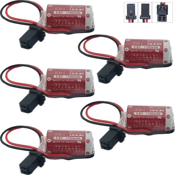 5 PACK ER3 3.6V Battery for ER3 Estun Robot Lithium Battery with Black Plug