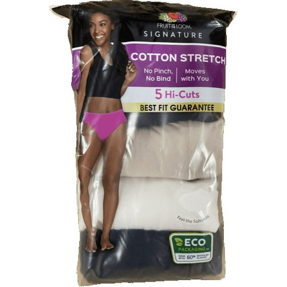 5 PACK Fruit of the Loom Signature Cotton Stretch Hi - Cut Brief, Body Tones, 7