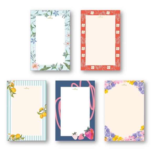 5 PACK MINI MOVES NOTEPAD, Floral Memo Pad, to Do List, 70 Sheets, 4.25x6.5, Orange Flower Notepad, Stationery Gift for Her, Office List Pad, Cute Writing Pad