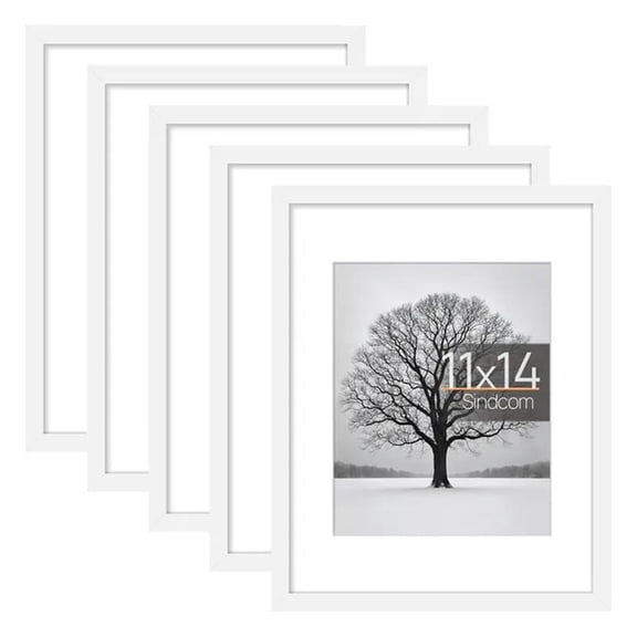 5 PACK Matted Gallery Wall Picture Frame, White Photo Frames