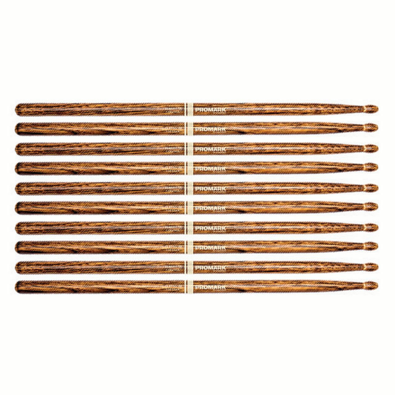 5 PACK Promark TX5BW-FG Classic 5B FireGrain Drumsticks Heat-Tempered Hickory TX5BW-FG-5