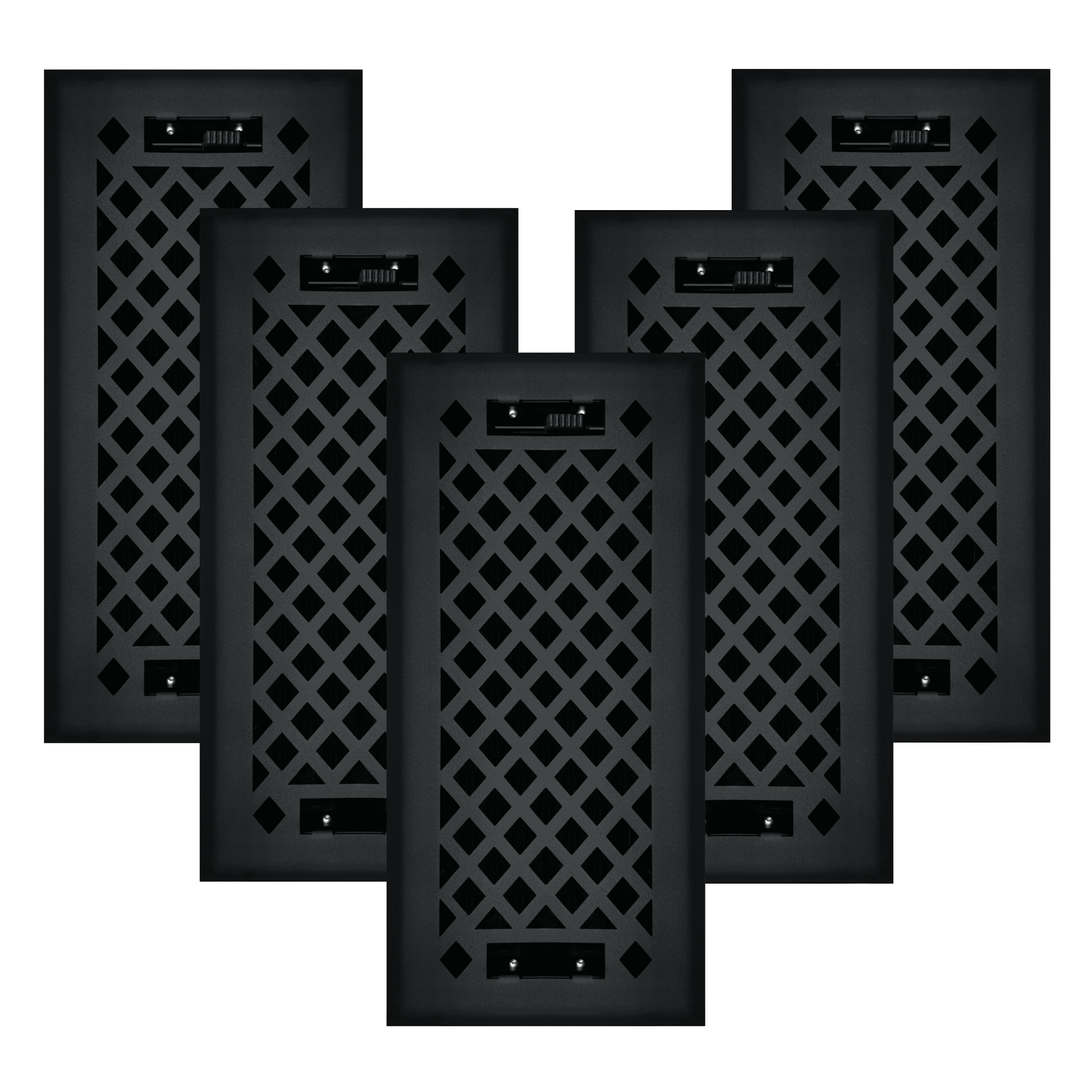 5 PACK Sierra Grates Lattice Floor Register - 4 x 10 Hole Size - Cast Iron Black Finish